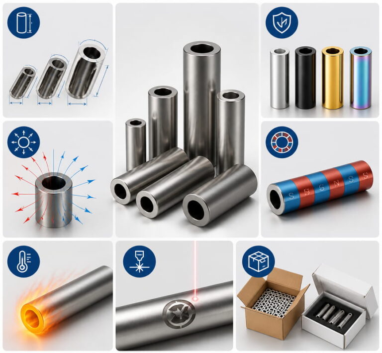Tubes magnétiques 3 Options de fabrication sur mesure de tubes magnétiques en néodyme