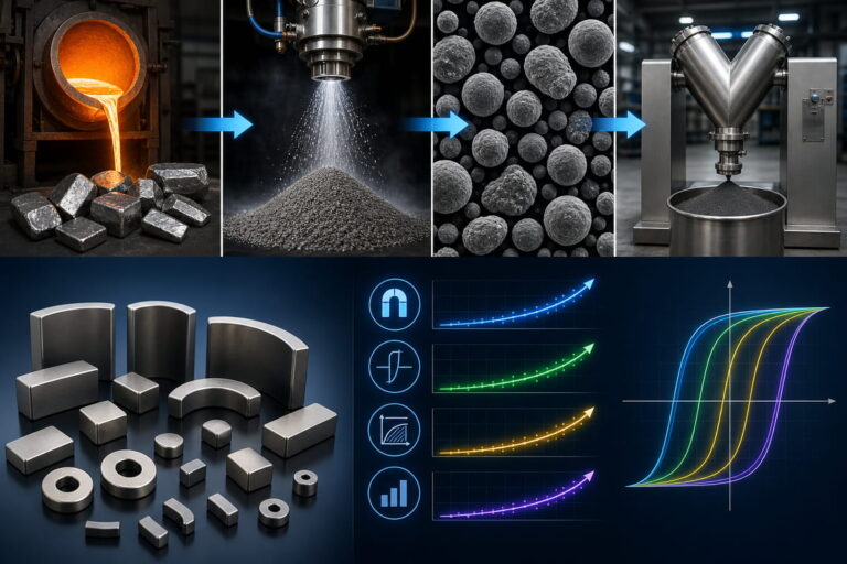 Fabrication d'aimants NdFeB frittés 7 Avantages du processus de fusion de l'alliage et de préparation de la poudre pour les aimants NdFeB frittés