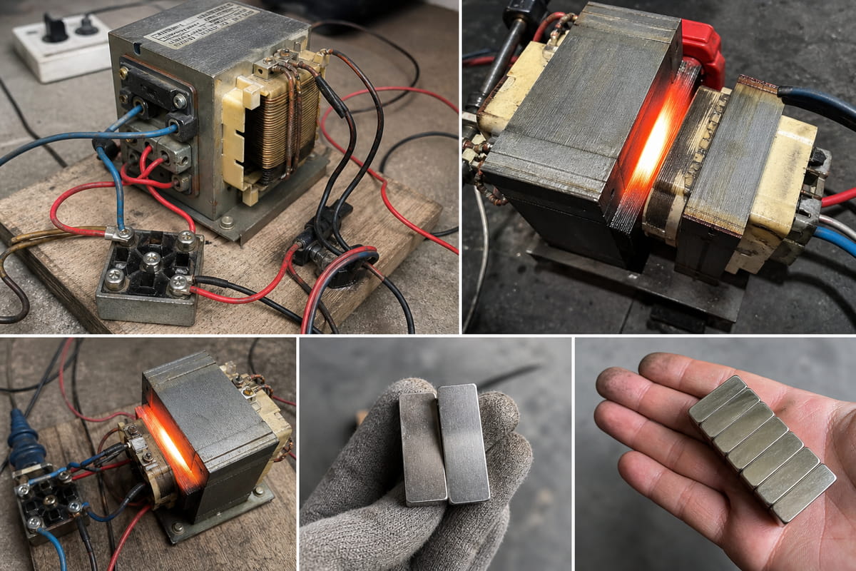 Comment remagnétiser un aimant en néodyme ? 3 méthodes utiles 7 Méthode avancée de modification du transformateur à micro-ondes pour remagnétiser un aimant au néodyme