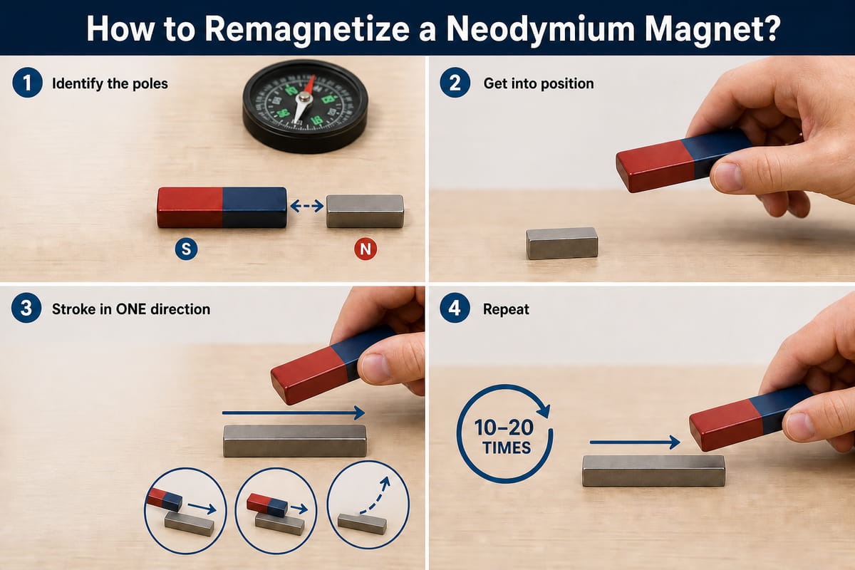 Comment remagnétiser un aimant en néodyme ? 3 méthodes utiles 4 Méthode « DIY » pour remagnétiser un aimant en néodyme