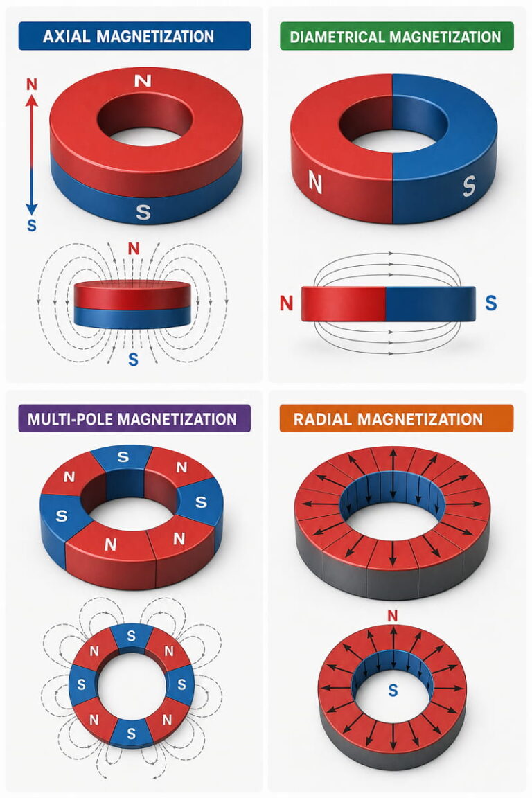Aimants annulaires 5 Options de magnétisation des aimants annulaires