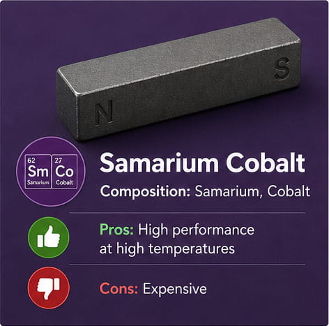 Qu'est-ce qu'un aimant en barre ? Définition, types, utilisations et conseils de rangement 15 Matériau magnétique à base de samarium-cobalt