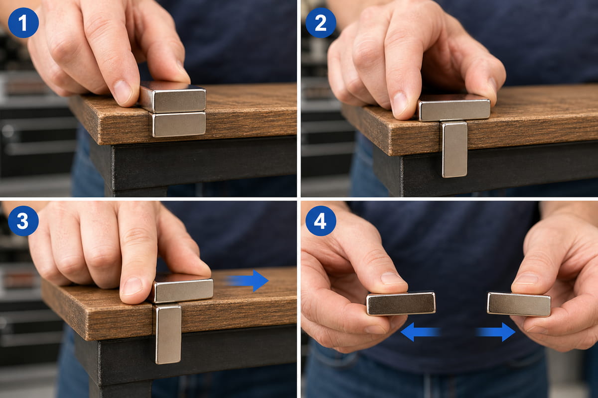 Les aimants en néodyme à placer sur le bord de la table pour séparer les objets