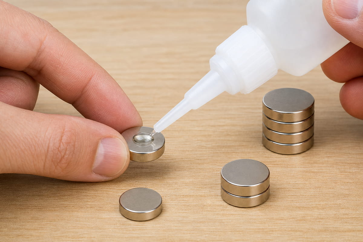 Quelle colle utiliser pour les aimants en néodyme (conseils de pros) 5 Utilisez de la colle cyanoacrylate épaisse pour coller des aimants en néodyme
