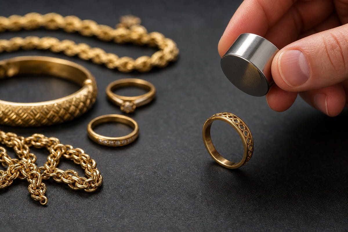 Ce qui adhère aux aimants : guide complet avec liste d'objets (2026) 13 Utilisation d'un aimant pour tester l'or