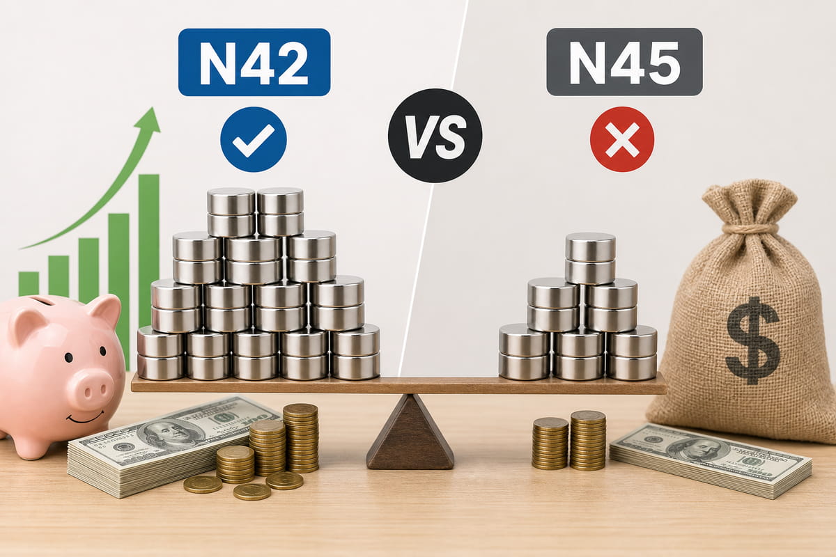 Aimants N42 et N45 : différences, coût, limites de température et comment choisir 6 Coût des aimants N42 et N45