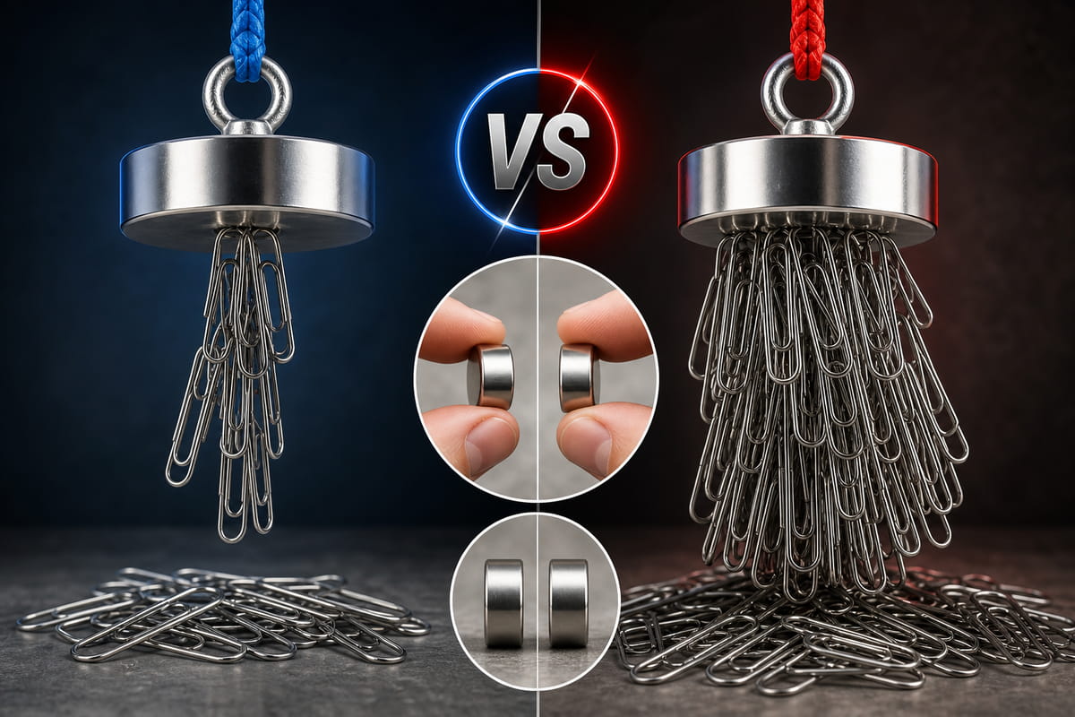 Aimants N42 et N45 : différences, coût, limites de température et comment choisir 5 Comparaison de la puissance magnétique entre les modèles N42 et N45