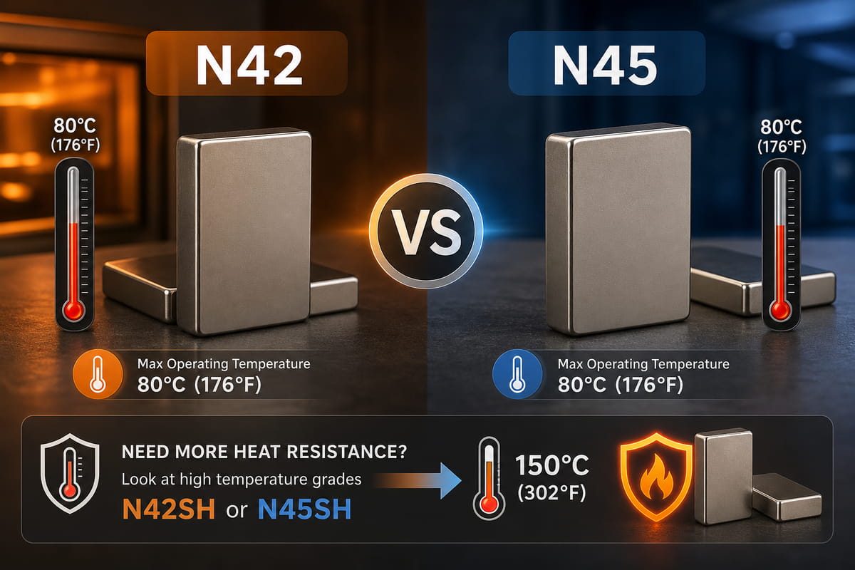 Aimants N42 et N45 : différences, coût, limites de température et comment choisir 7 Tolérance de température des aimants N42 et N45