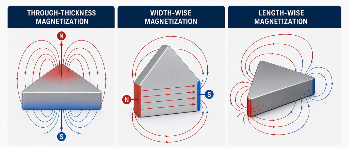 Directions de magnétisation d'un aimant triangulaire