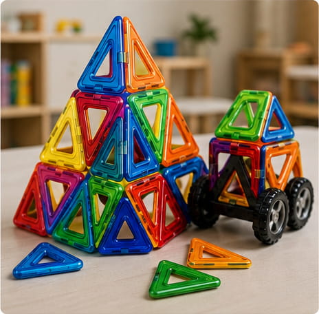 Aimant triangulaire pour jouets et objets design
