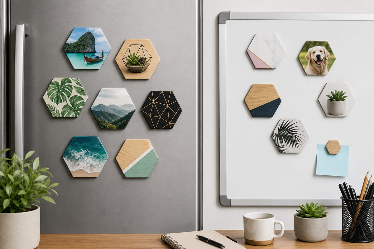 Aimants hexagonaux décoratifs et de bureau